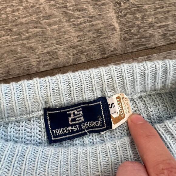 Vintage 80s light blue and white striped sweater - Picture 3 of 4